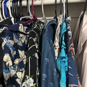 Men's Casual Button-Down Shirts floral/tropical